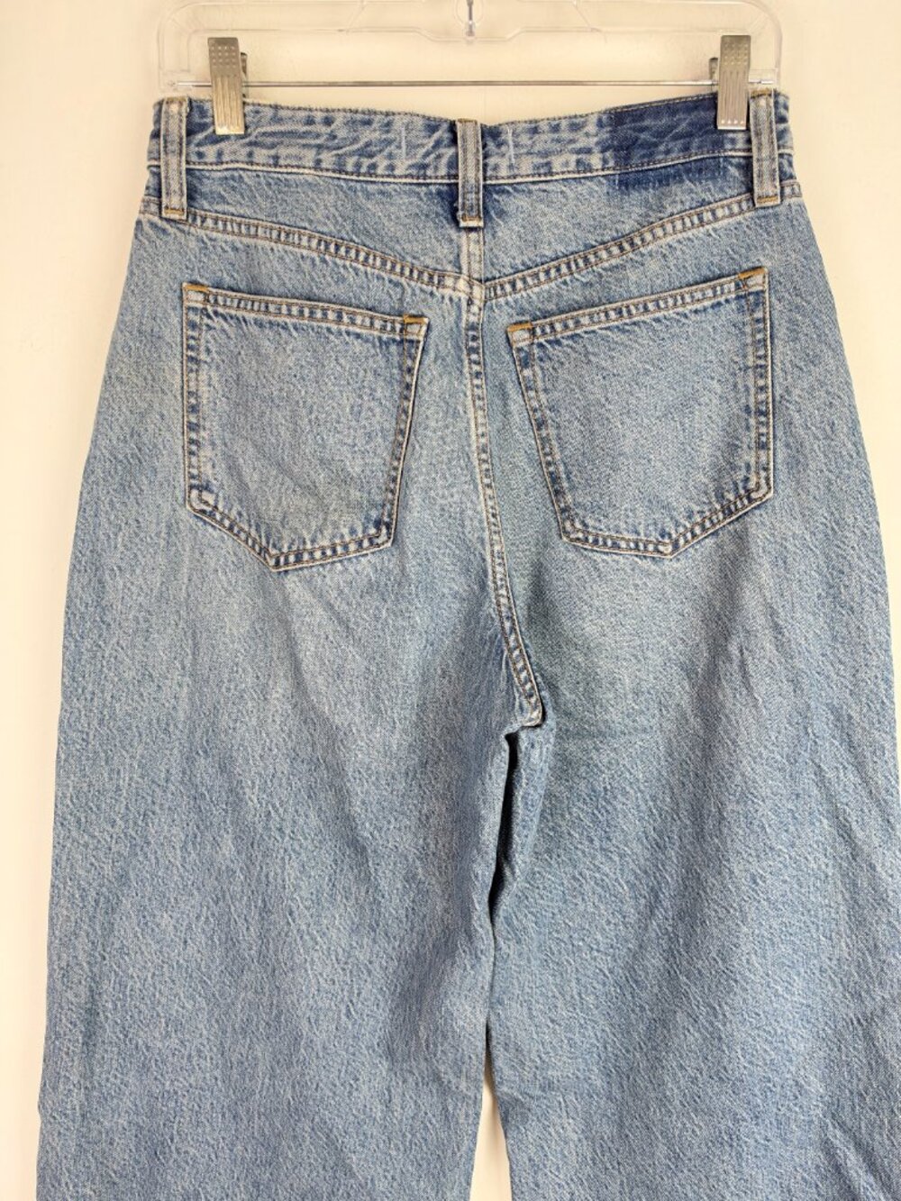 Abercrombie & Fitch Curve Love High Rise Wide Leg Jeans RawHem Size 26 SHORT EUC - Picture 7 of 9